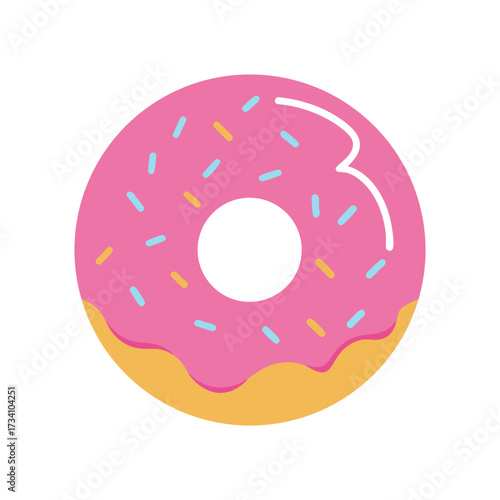 Pink frosted donut with colorful sprinkles doughnut