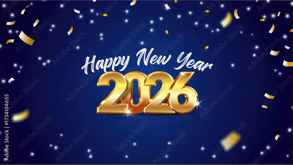 Naklejka premium Happy New Year 2026 with Blue Background