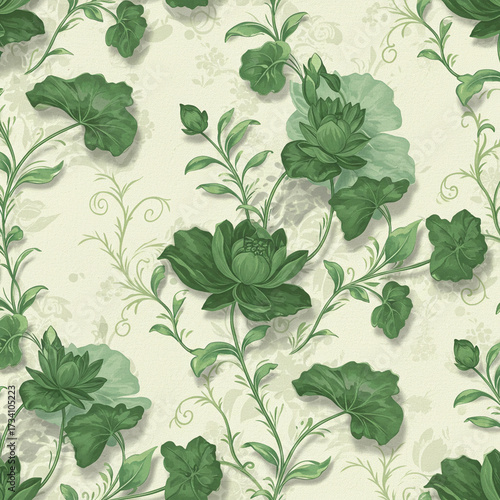 Elegant Emerald Green Floral Bedding Patter