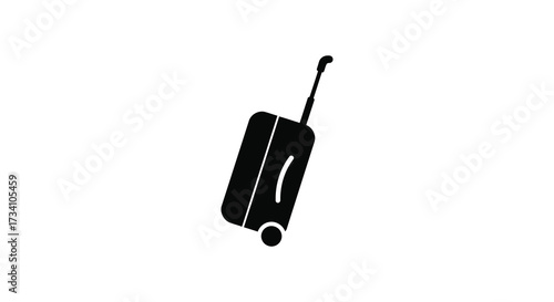 Black suitcase icon with handle and wheels simple travel graphic silhouette