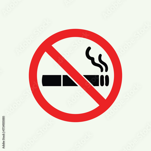 Clear no smoking sign with a cigarette crossed out in red circle indicating smoking prohibition