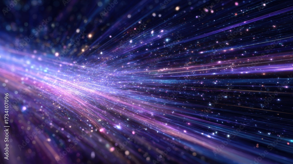 Fototapeta premium Cosmic Motion: Free-Form Abstract Background with Speedy Light Trails in a Geometric Science Fiction Theme