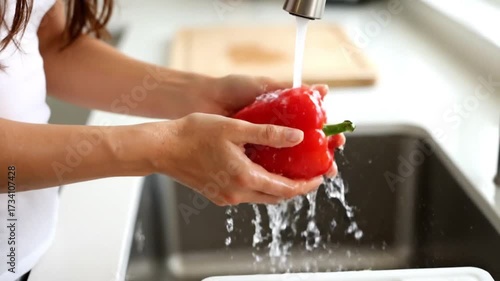 woman washing vegetables