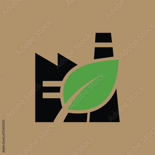 Eco-friendly energy concept with a leaf and abstract shapes representing sustainability and renewable resources