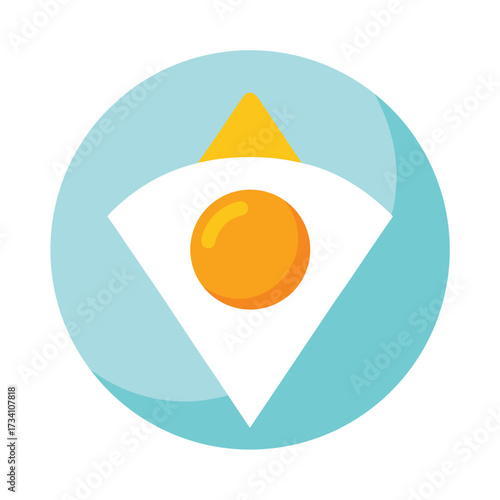 Stylized fried egg icon in a circle breakfast food