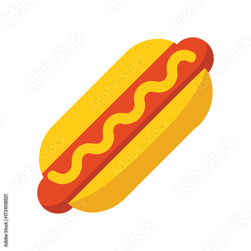Stylized Hot Dog with Mustard food fast food