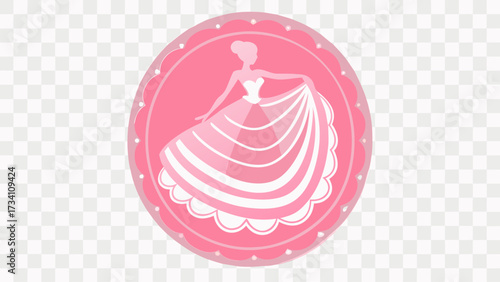 Elegant silhouette of a princess in a flowing gown, perfect for invitations, fantasy themes, and whimsical designs