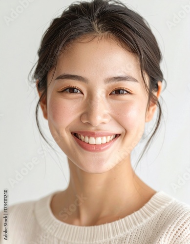 close up portrait of beautiful asian woman smiling