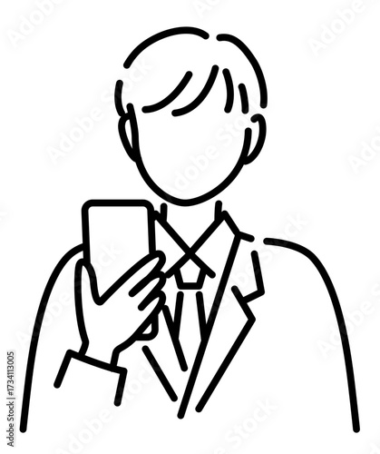 スマホで動画視聴やネット閲覧する会社員