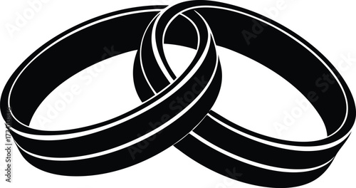 wedding rings silhouette, love band vector art