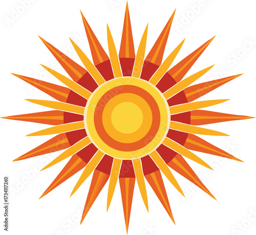 realistic oil paint sunburst pattern icon.