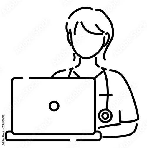 電子カルテを見る女医やPC見る検査技師