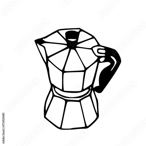 moka pot stovetop espresso maker outline vector