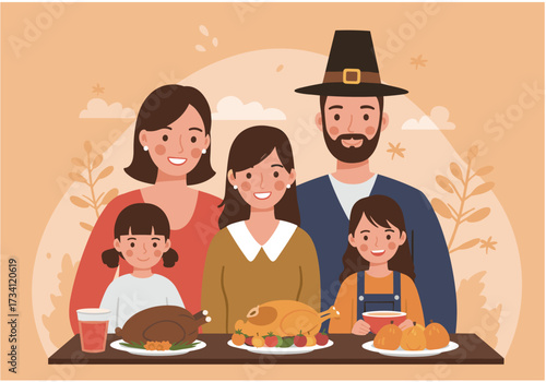 Family thanksgiving celebration home cozy atmosphere front view togetherness and gratitude