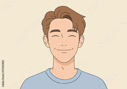 Smiling young man portrait neutral background digital friendly atmosphere view positive emotion