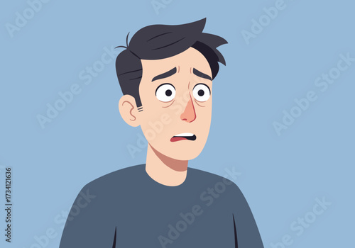 Anxiety reaction of a young man digital environment expressive concept