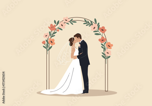 Romantic wedding ceremony garden setting floral arch love celebration