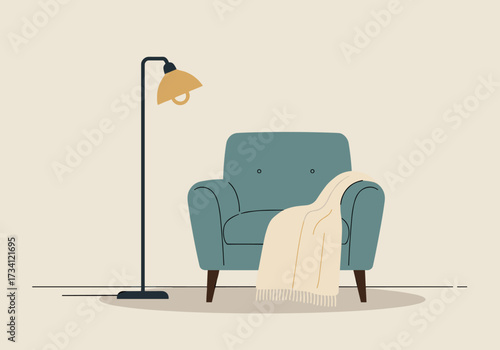 Cozy living room setup modern home minimalist environment front view comfort concept