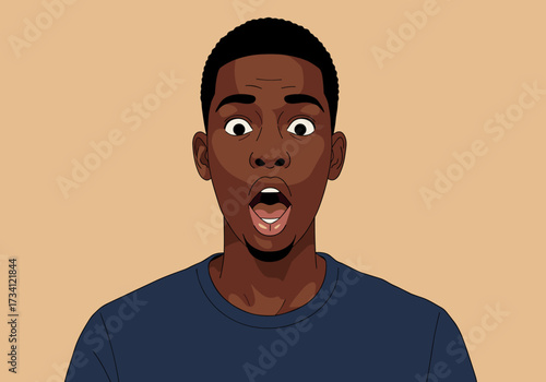 Surprised reaction of young male digital background engaging expression artistic perspective