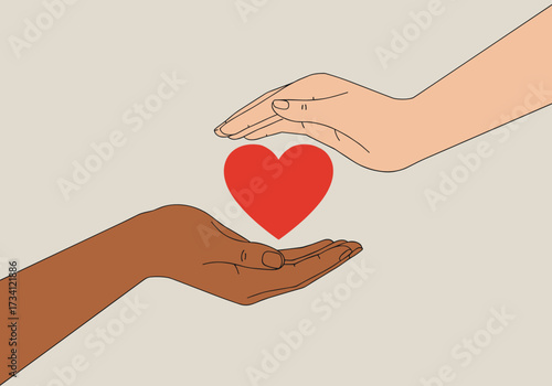 Promoting love and unity through hands digital minimalist style soft colors view emotional connection