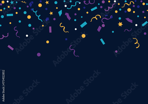 Celebration confetti blast event venue digital festive atmosphere top view party concept