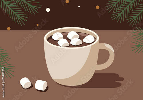 Cozy hot chocolate with marshmallows winter season warm indoor setting view comfort beverages