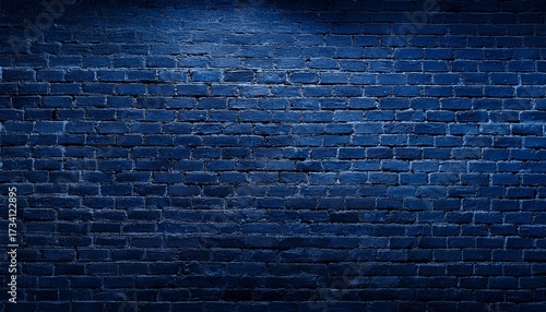 navy blue brick wall wide texture dark indigo masonry large long background gloomy night backdrop with white shades
