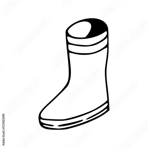 doodle illustration of a tall waterproof boot