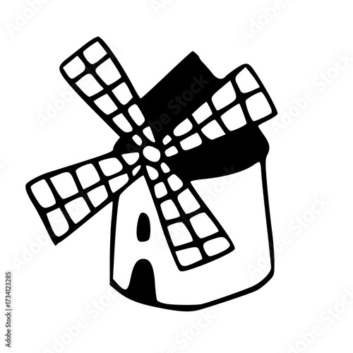 classic windmill doodle drawing