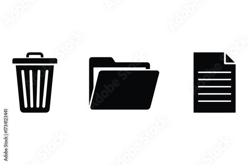 Vector icons trash folder document, Vector Design, Icon Design