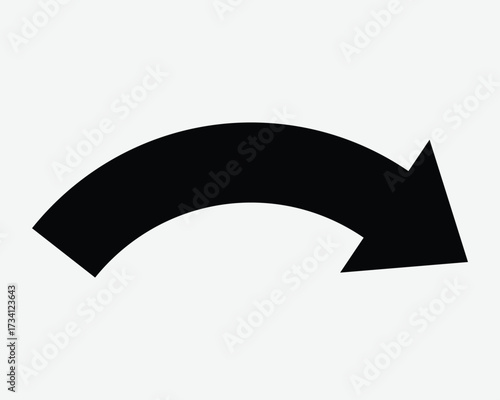 Arrow Curve Turn Right Down Side Slide Placement Location Direction Pointing Under Below South East Pointer Shape Outline Icon Sign Symbol Bend