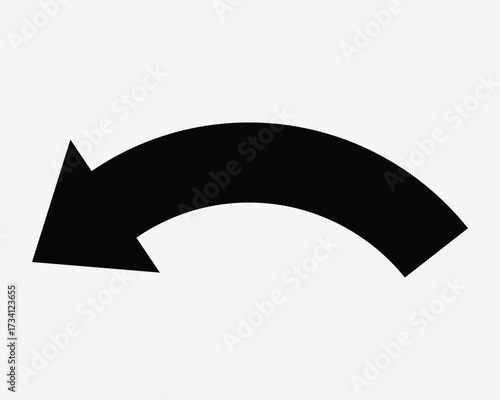 Arrow Curve Right Down Undo Previous Placement Direction Position Orientation Navigate Point Pointing Downward Here Black Silhouette Shape Outline