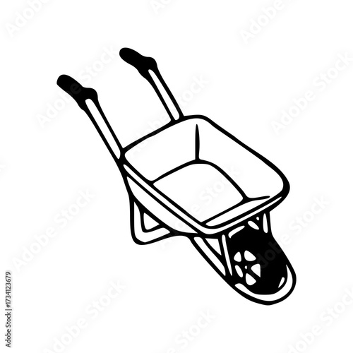 wheelbarrow outline drawing