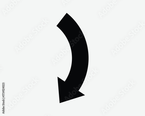 Down Arrow Pointing Left Underneath Below Icon Under Side Position Arrowhead Pointer Navigation Back Forward Sideways Curve Bend Point Symbol Sign