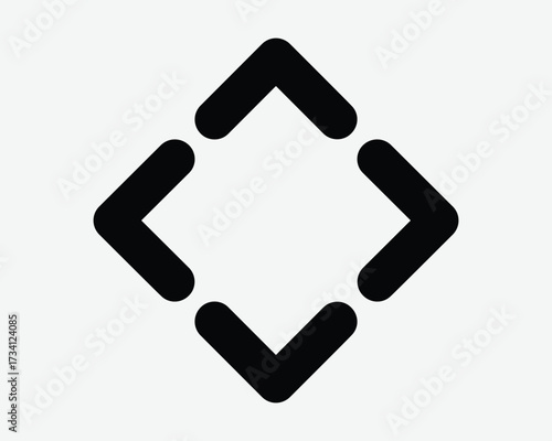 Up Down Left Right Arrow Diamond Square Shape Icon Arrowhead Pointer Pointing North South East West Direction Compass Navigation Line Symbol Sign
