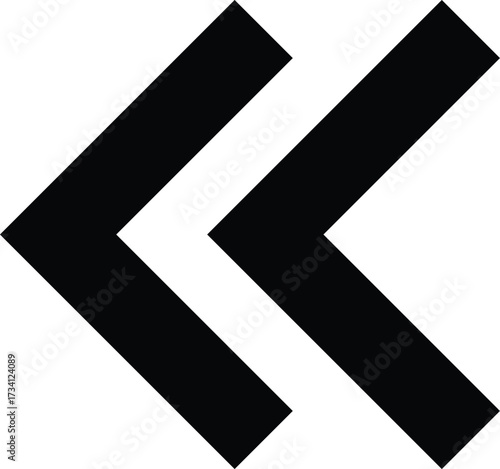 Double Back Arrow Icon Two Left Arrows Pointing West Sign Previous Backup Slide Previously Before Point Backwards Symbol Navigation Pointer Pathway