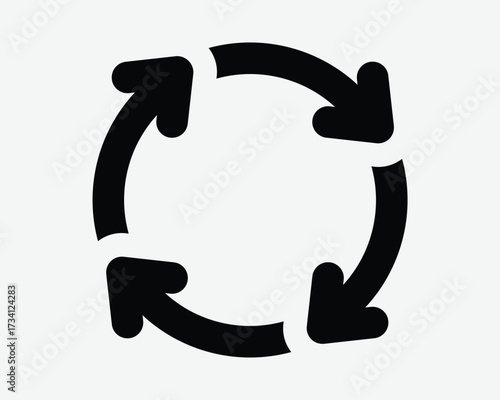 Four Arrow Circle Cycle Rotation Icon Arrowhead Point Pointer Rotate Spin Spinning Loop Process Round Around Circles Sign Symbol