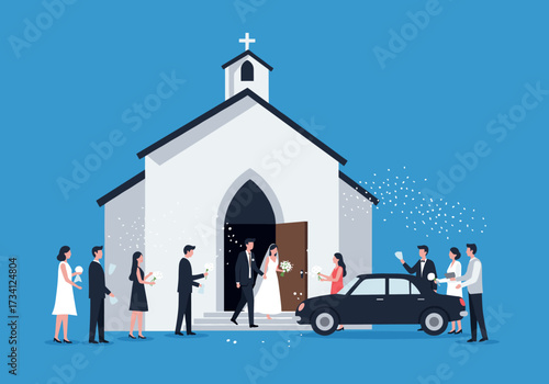 Wedding celebration church digital outdoor daylight joyful gathering
