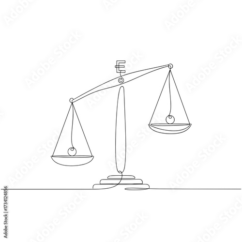 Architectural concept of balance designed in minimalist black ink on a transparent background for a design article
