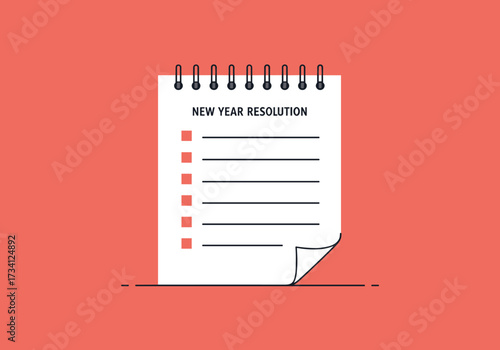 Creating new year resolutions personal development checklist digital format minimalist style