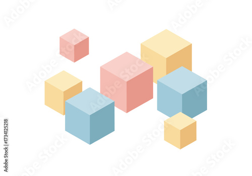 Colorful geometric shapes display abstract digital design minimalist style creative perspective visual concept