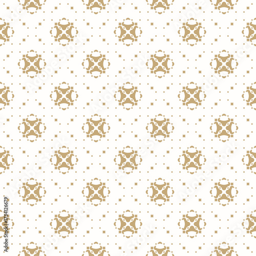 Wallpaper Mural Luxury golden minimal floral background. Vector geometric seamless pattern with dots, diamonds, flowers, grid. Elegant gold and white abstract ornament in oriental style. Repeated modern geo design Torontodigital.ca