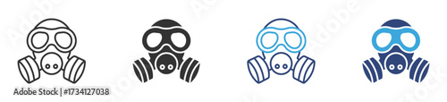 gas mask icon set, Respirator mask icon for breathing protection from gas dust and hazardous air a piece of safety equipment , vector illustration .  