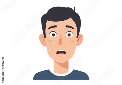Surprised young man digital shocked expression view emotion representation