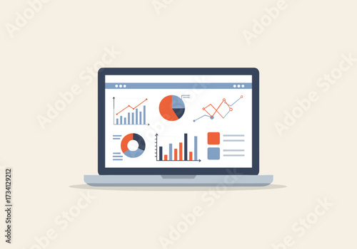 Analyzing business data trends online workspace infographic display digital environment informative viewpoint