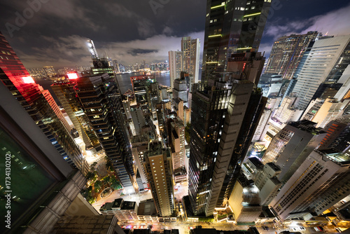 Amazing hong kong skyline from a high vantage point at night