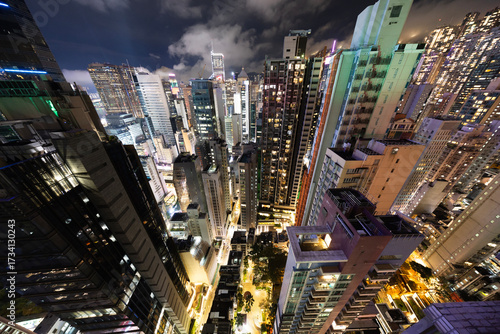 Amazing hong kong skyline from a high vantage point at night