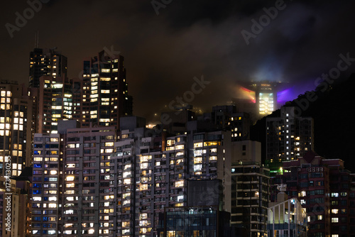 Amazing hong kong skyline from a high vantage point at night