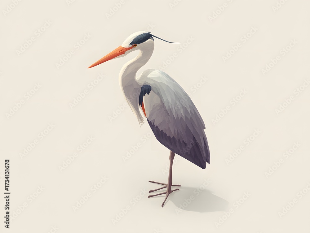 Fototapeta premium Elegant heron standing on one leg with a minimal background