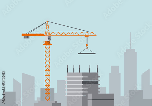 Construction progress update city skyline graphic modern environment aerial view urban development